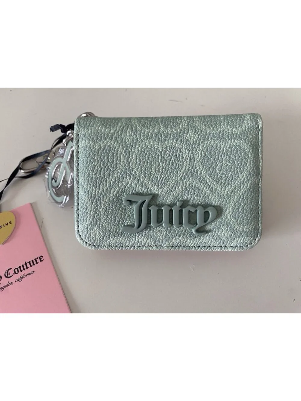 Juicy Couture The Bubble Pop Dual Sided Card Case In Frosty Green W/Charm NEW